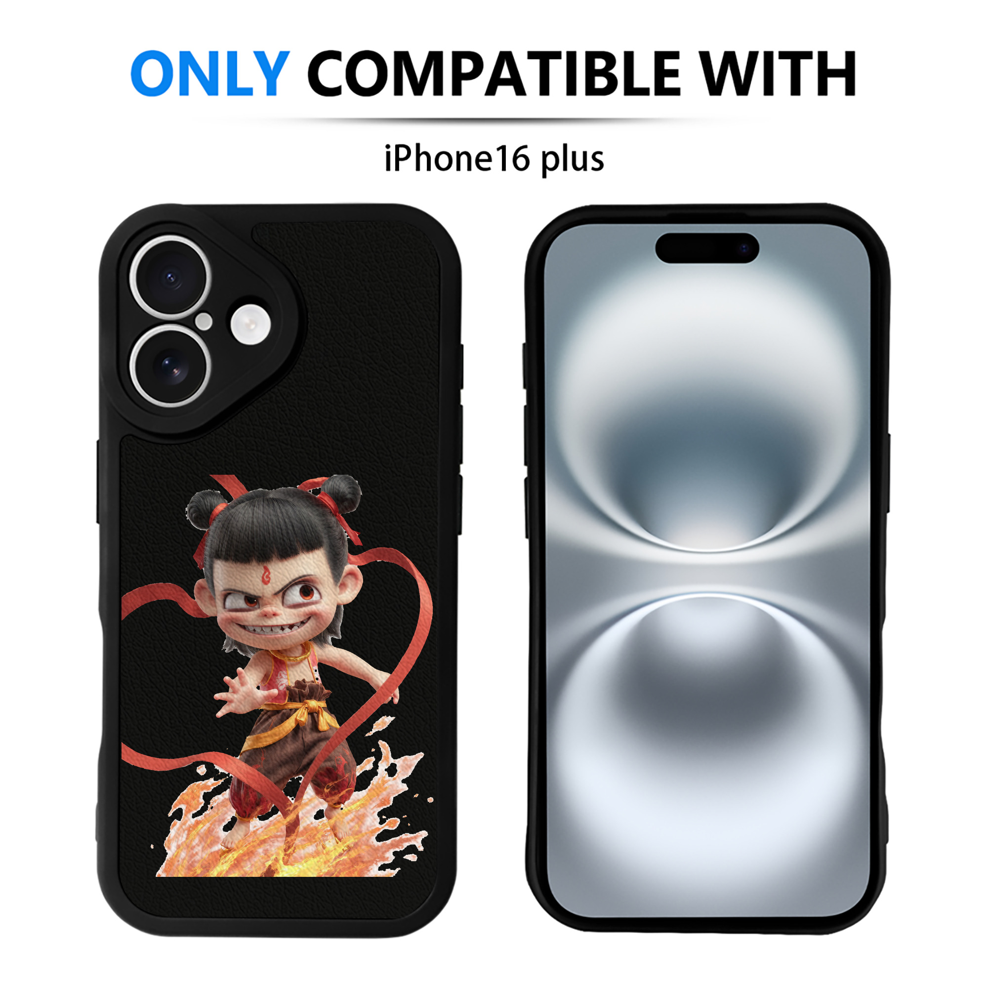 （画像用） Ne Zha 2 ナタ 魔童の大暴れ 【iPhone 16シリーズ対応】シリコンスマホケース（レザー調） 材質：シリコン